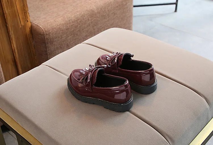 Children Tassel Princess Shoes School Party Wedding Dress Mary Jane PU Leather Shoes Girls Breathable Anti-skid Slip on Shoes