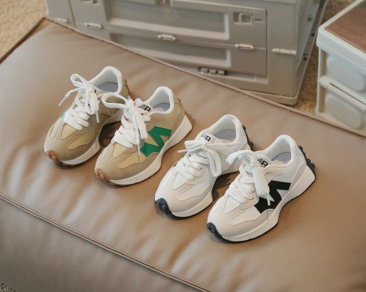 Children's Spring New Leather Upper Sneakers Kids Non-Slip Casual Shoes Boys Girls Soft Sole Students Tennis Toddler Sport Shoes