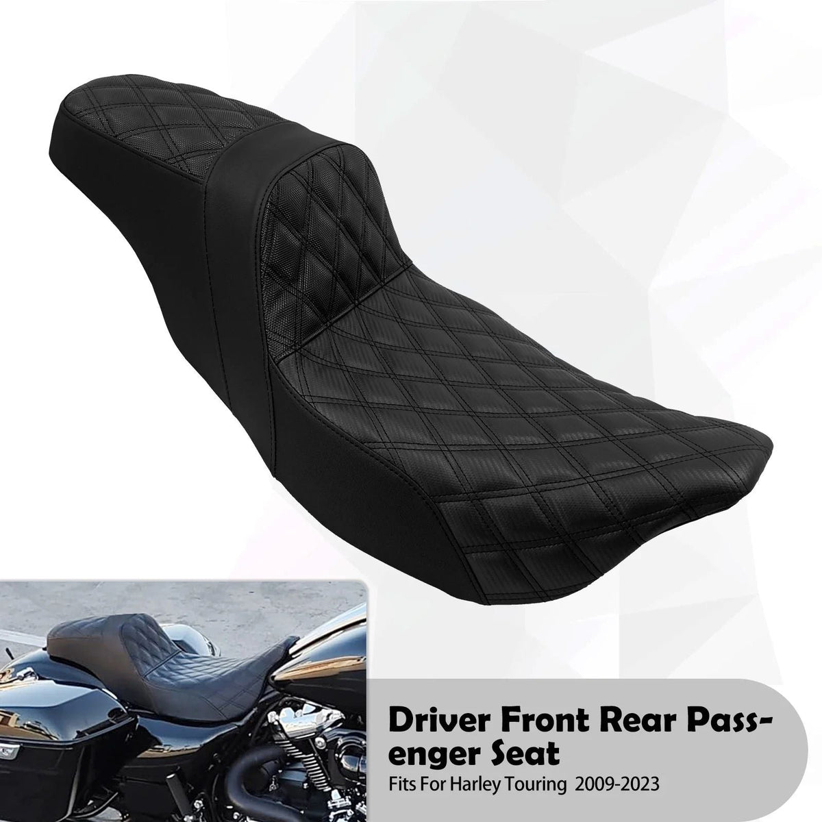 Motorcycle Driver Passenger Cushions Seat 2-Up Front Rear Seat For Harley Touring CVO Road King Electra Street Glide FLTRX 09-23