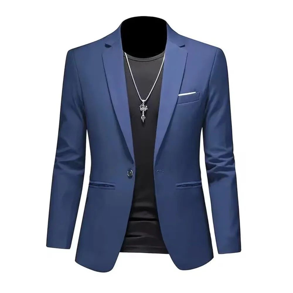 Men's Trendy Leisure Boutique Suit Jacket Autumn Casual Business Slim Fit Non-ironing Single Button Suit Solid Formal Blouse