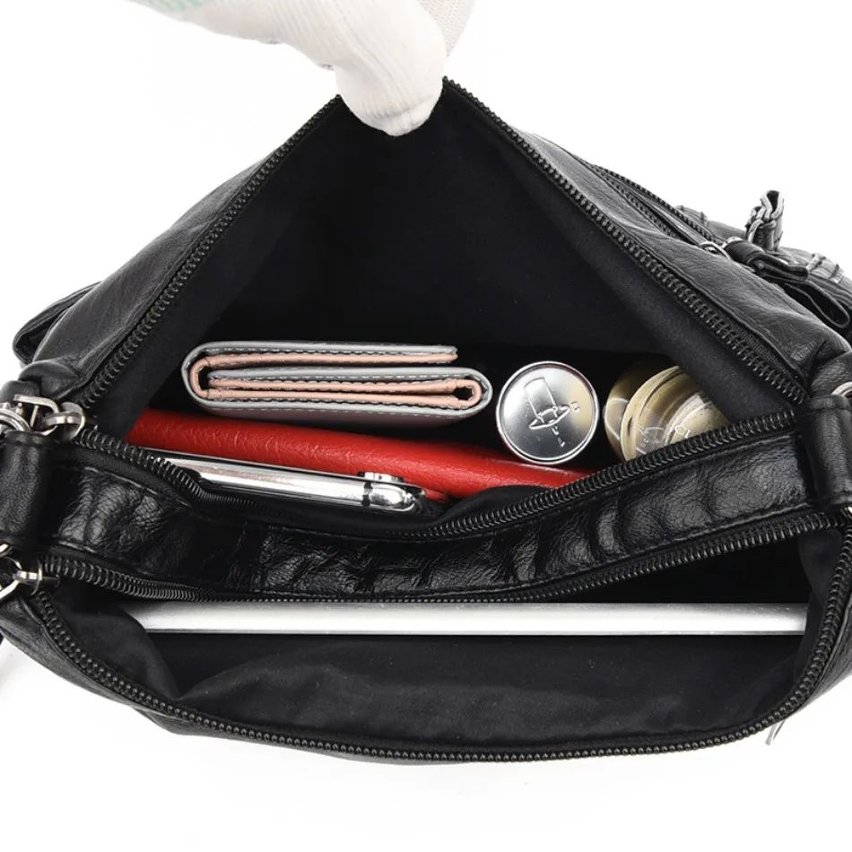 Fashion Soft Leather Crossbody Bags for Women 2025 Casual Female Multi Pocket Messenger Bags Retro Handbags Ladies Shoulder Bags