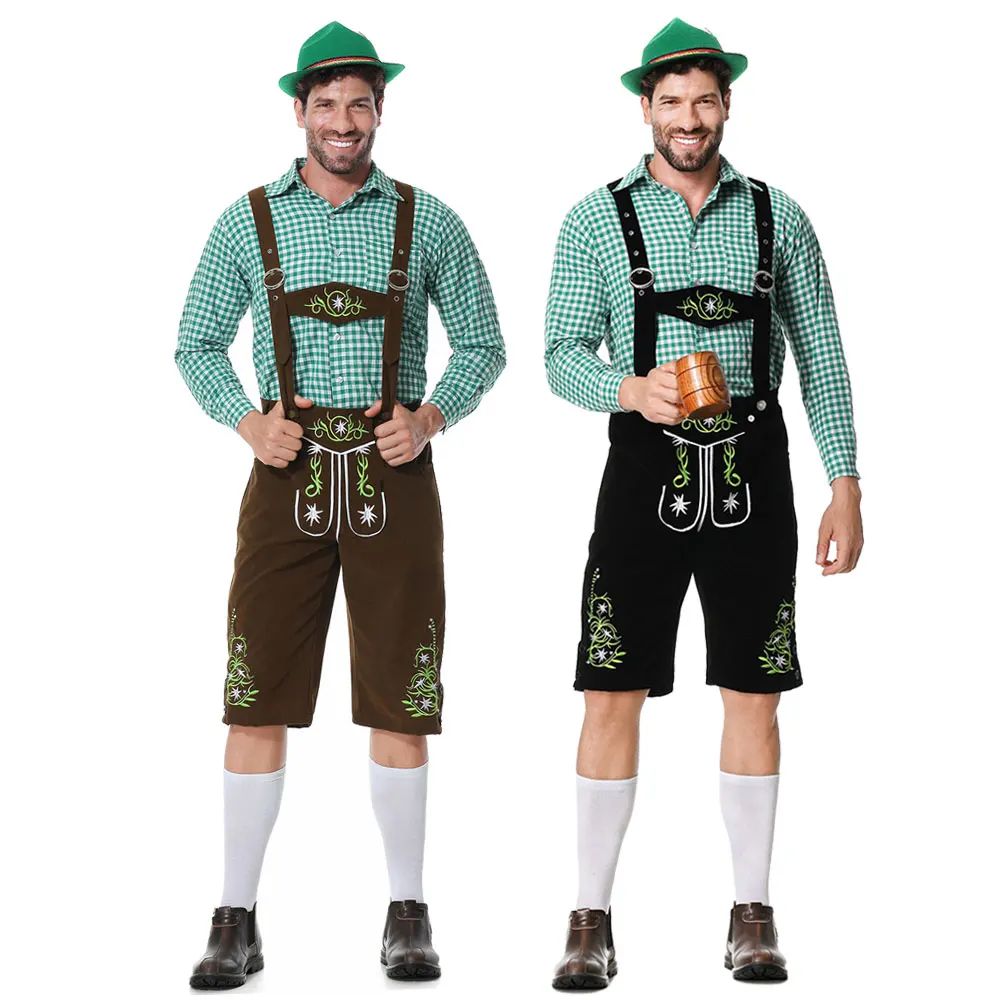 Men Oktoberfest Costume German Oktoberfest Pubs Bartender Outfit Beer Man Costumes Lederhosen Bavarian Octoberfest