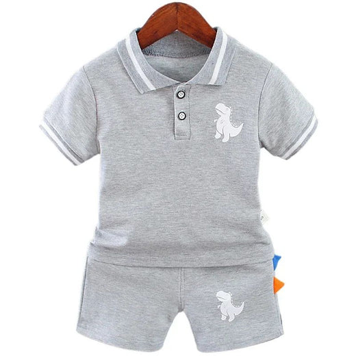 Summer Kids Outfits Baby Boys Clothes Set Dinosaur Printed Turn-down Collar T-Shirts Tops+ Shorts 2PCS/Suit Infant Clothing Sets