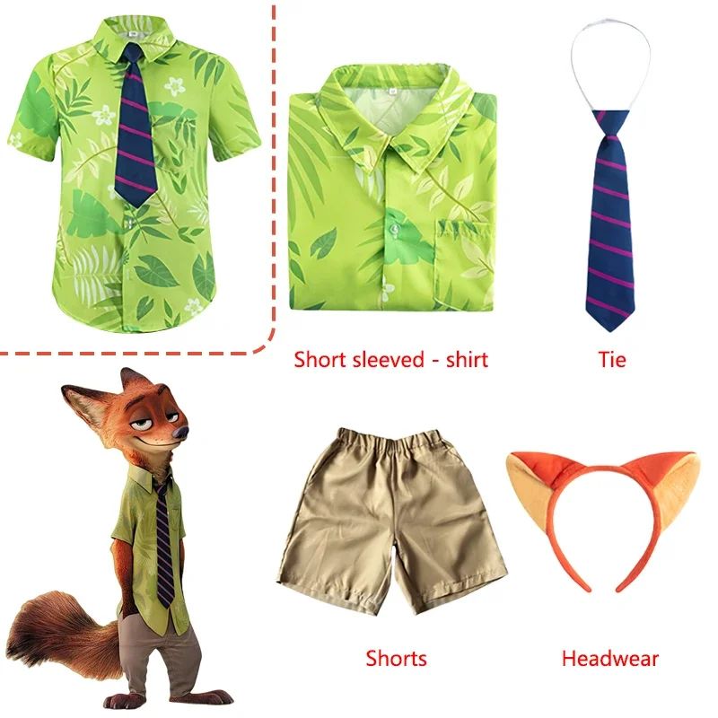 2026 Nick Wilde Cosplay Costumes Zootopia Cosplay Summer Shirt Tie Nick Suits Halloween Carnival Cos Adult Unisex Gifts