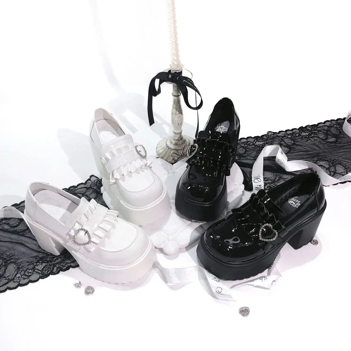 2025 Summer Sweet Bow Mary Janes: Women's Lolita Thick-soled Shoes, Block Heel, High Heel, Sweet-cool Style Leather Shoes