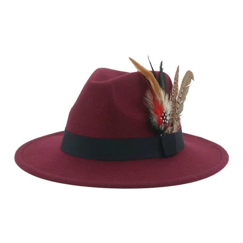 Hat Fedoras Winter Women Hats Men Felt Hat Feather Luxury Fashion Casual Wedding Decorate Men Women Fedora Chapeau Femme Bonnet
