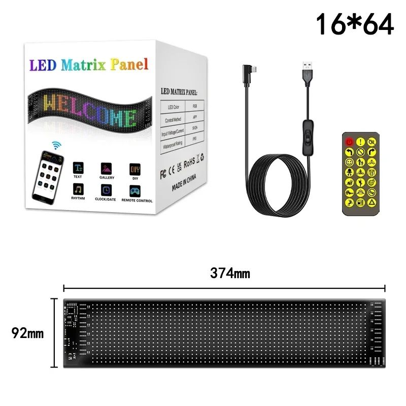 LED Sign Matrix Pixel Panel Scrolling Bright Led Eyes For Truck Signboard Flexible USB LED Car Sign Bluetooth App DIY Control