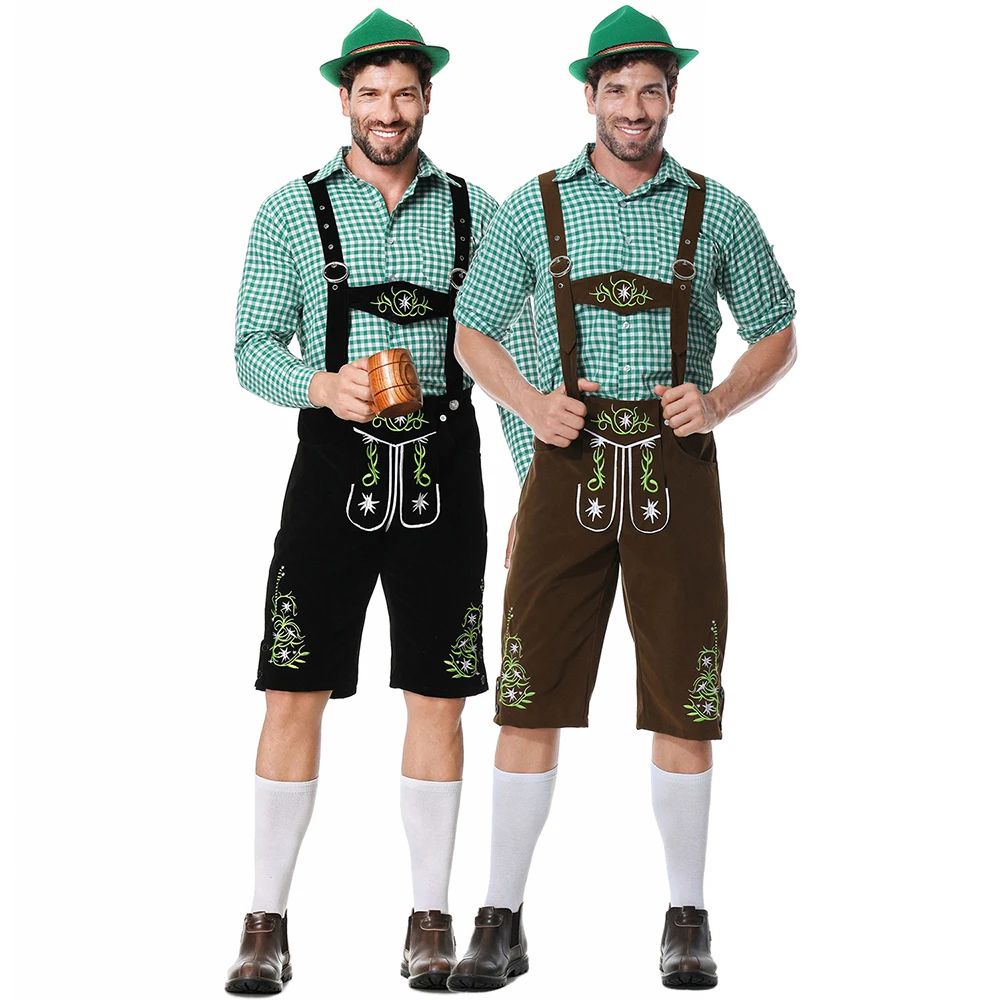 Men Oktoberfest Costume German Oktoberfest Pubs Bartender Outfit Beer Man Costumes Lederhosen Bavarian Octoberfest