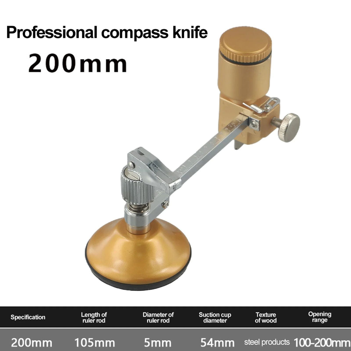 1PCS Glass Cutter Professional Circular Glass Cutter Cutting With Round Handle Suction Cup Tool 200/300/400mm Construction Tools