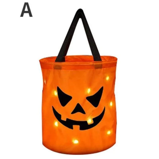 Halloween LED Light Trick or Treat Bucket 1 Pcs Collapsible Pumpkin Candy Bag Basket for Halloween Thanksgiving Party Kids Gift