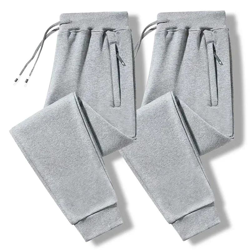 2025 New Men Loose Sweatpants Casual Elastic Drawstring Pants Male Elastic Waist Soft Casual Ankle Band Zipper Pockets Trousers