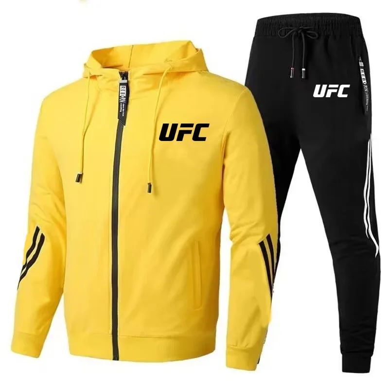 New UFC Men's Casual Sportswear Set, Flowered Outdoor Motorcycle Comfort Men's Set 2025, Fashionable Pants and Jackets