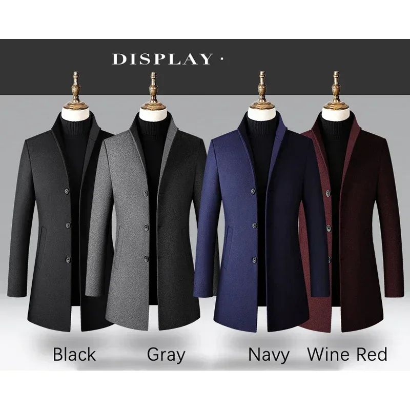 TFETTERS Brand Trench Coat Korean Fashion Business Casual Stand Collar Long Jackets for Men 2025 Autumn Windbreaker Winter Coats