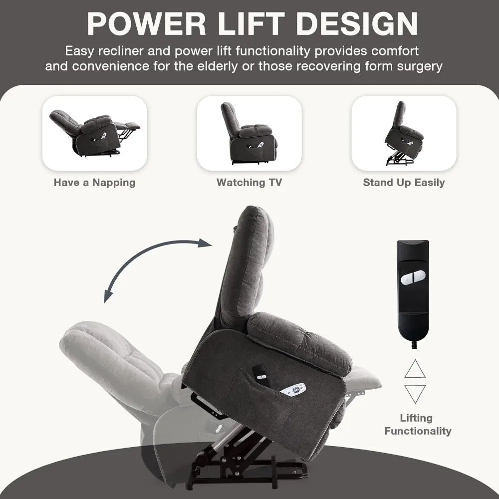 Power Lift Recliner Chair Recliners for Elderly with Heat and Massage Recliner Chair for Living Room with Infinite Position