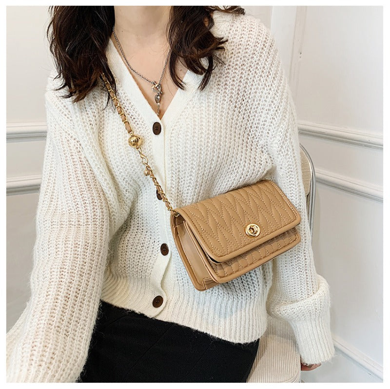 New Fashion Women's Shoulder Bag Simple Chain Texture Small Square Bag Light Luxury Party Crossbody Bag Purses and Handbags