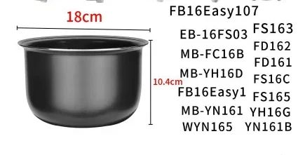 Electric Pressure Cooker Liner 1.6/3/4/5/6L Non-stick Rice Pot Gall Black Crystal Inner Accessories Cooker Parts only for Midea