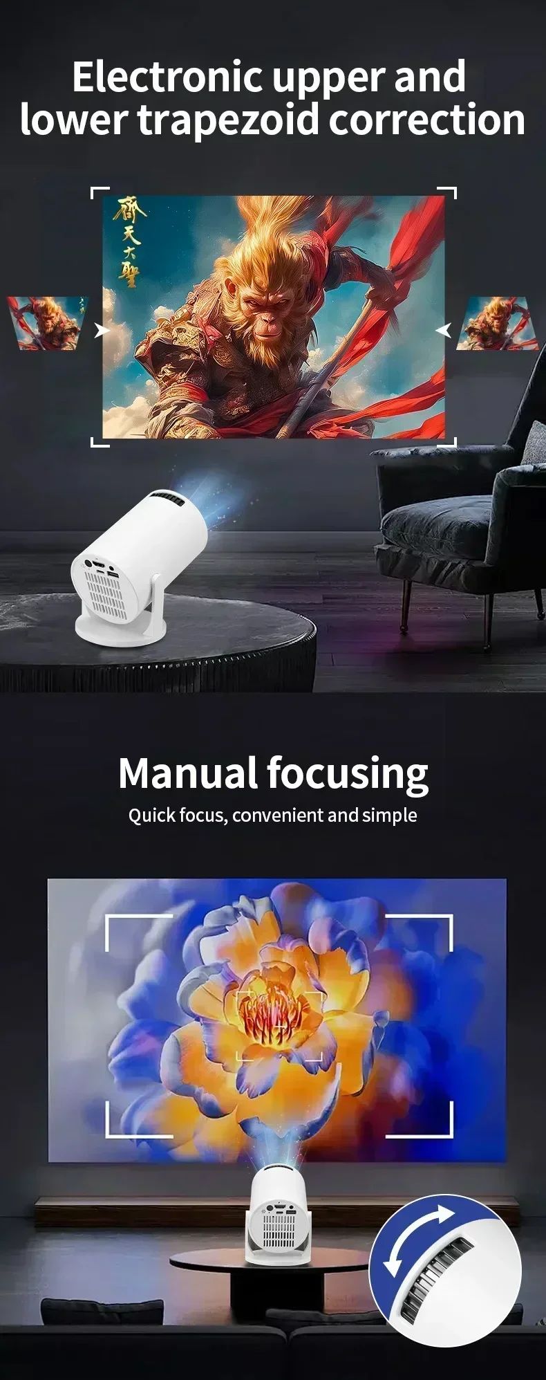 New Projector 4K Android 11 HY300 Wifi6 290ANSI Allwinner H713 BT5.0 1080P 1280*720P Cinema Outdoor Portable Projetors ?