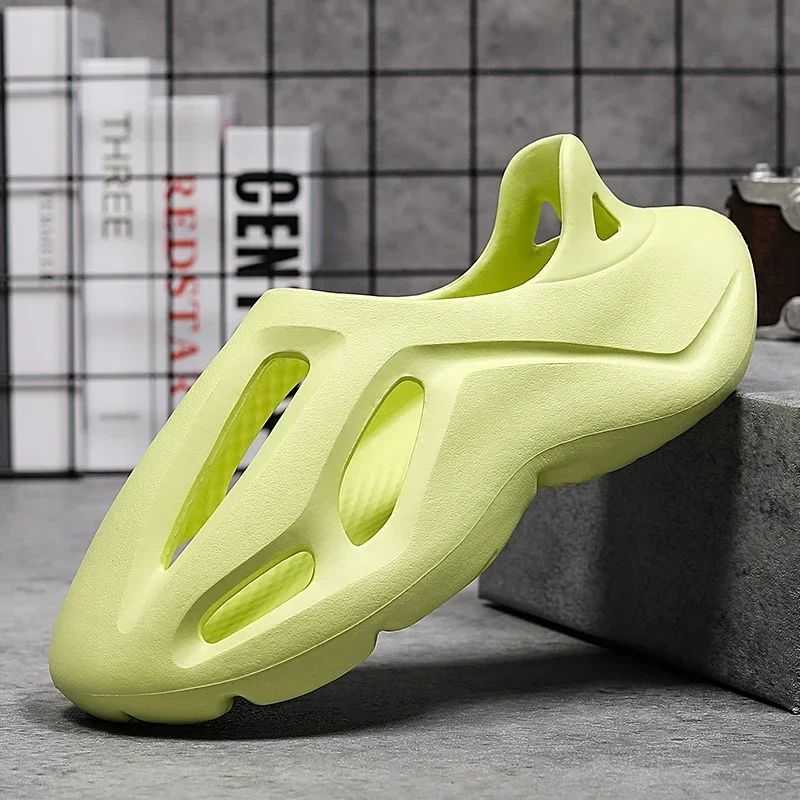 Men's Slippers Summer Soft EVA Beach Hole Shoes Outdoor Women's Slide Non-slip Personalized Hollow Shoes 36-47