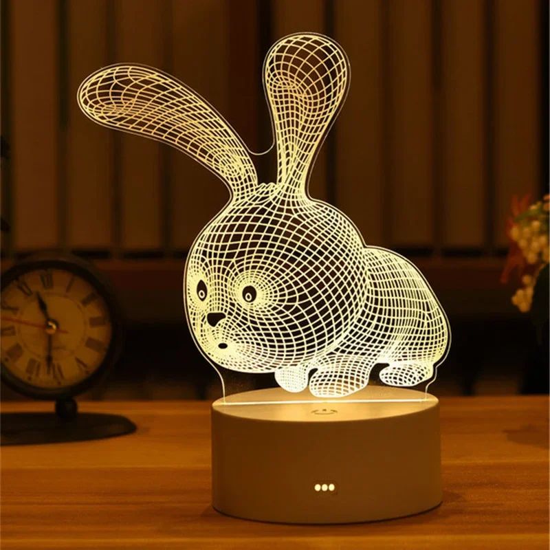 USB Operated 3D Acrylic LED Night Light Festival Birthday Kids Gifts Bedroom Bedside Decor Night Lamp Home Novelty Lighting
