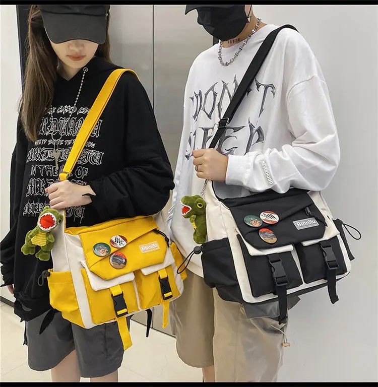 Harajuku Men Nylon Crossbody Bags for Women Messenger Bag Girls School Book Bags Youth Canvas Handbags Shoulder Bag Sac Bolsas