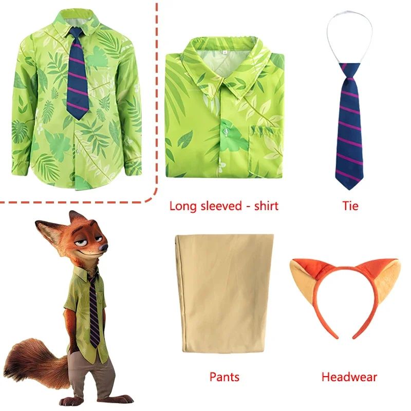 2026 Nick Wilde Cosplay Costumes Zootopia Cosplay Summer Shirt Tie Nick Suits Halloween Carnival Cos Adult Unisex Gifts