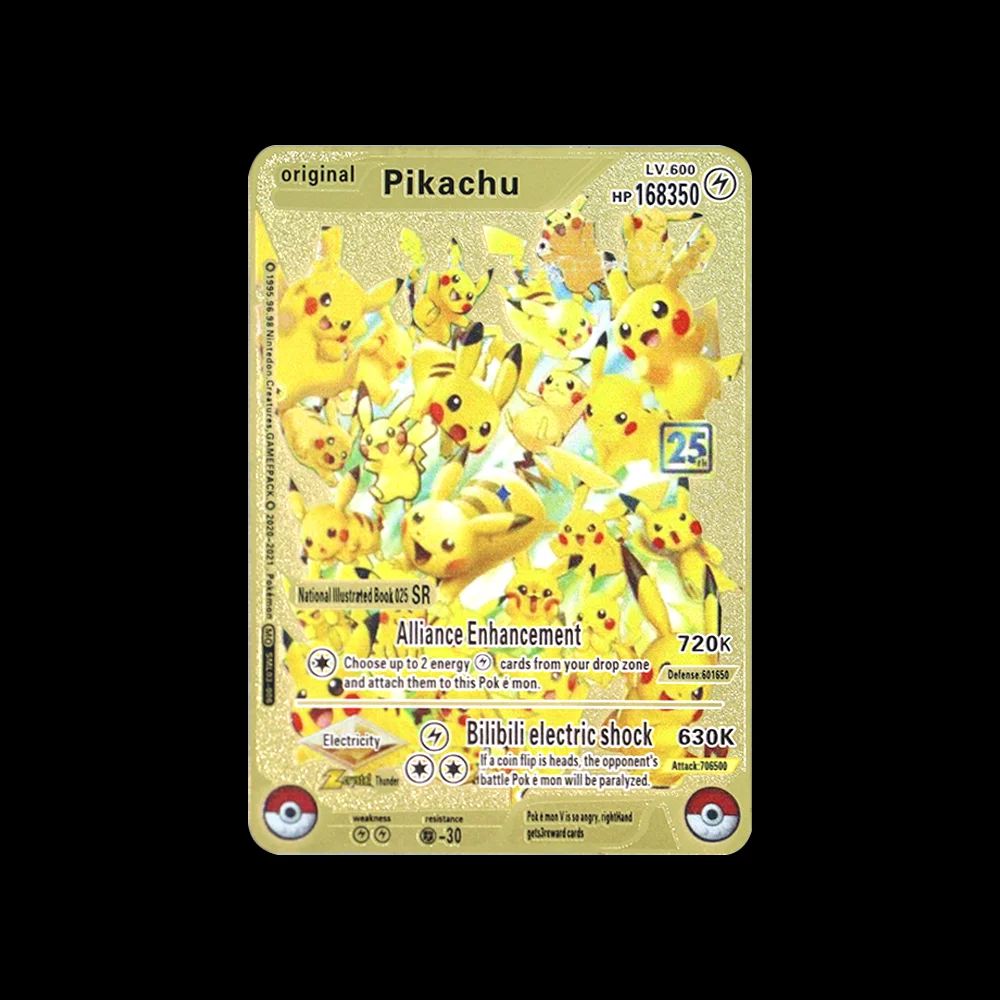 Pokemon 183200 Points High Hp Gold Black English French Metal Cards Vmax Mega GX Game Collection Cards Charizard Pikachu Mewtwo