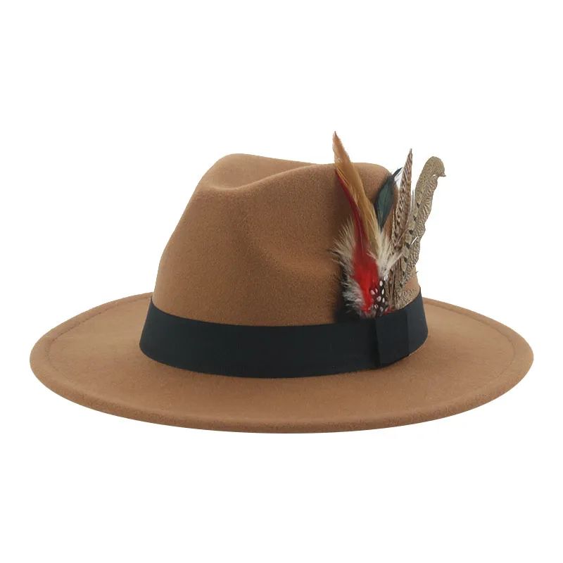 Hat Fedoras Winter Women Hats Men Felt Hat Feather Luxury Fashion Casual Wedding Decorate Men Women Fedora Chapeau Femme Bonnet
