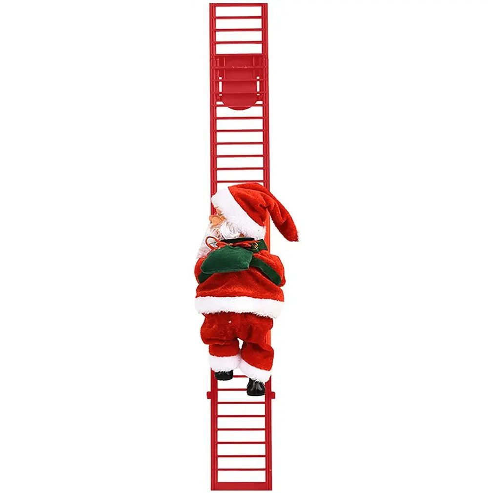 Electric Climbing Ladder Santa Claus Music Doll Christmas Ornament Decoration for Home Christmas Tree Hanging Decor NewYear Gift