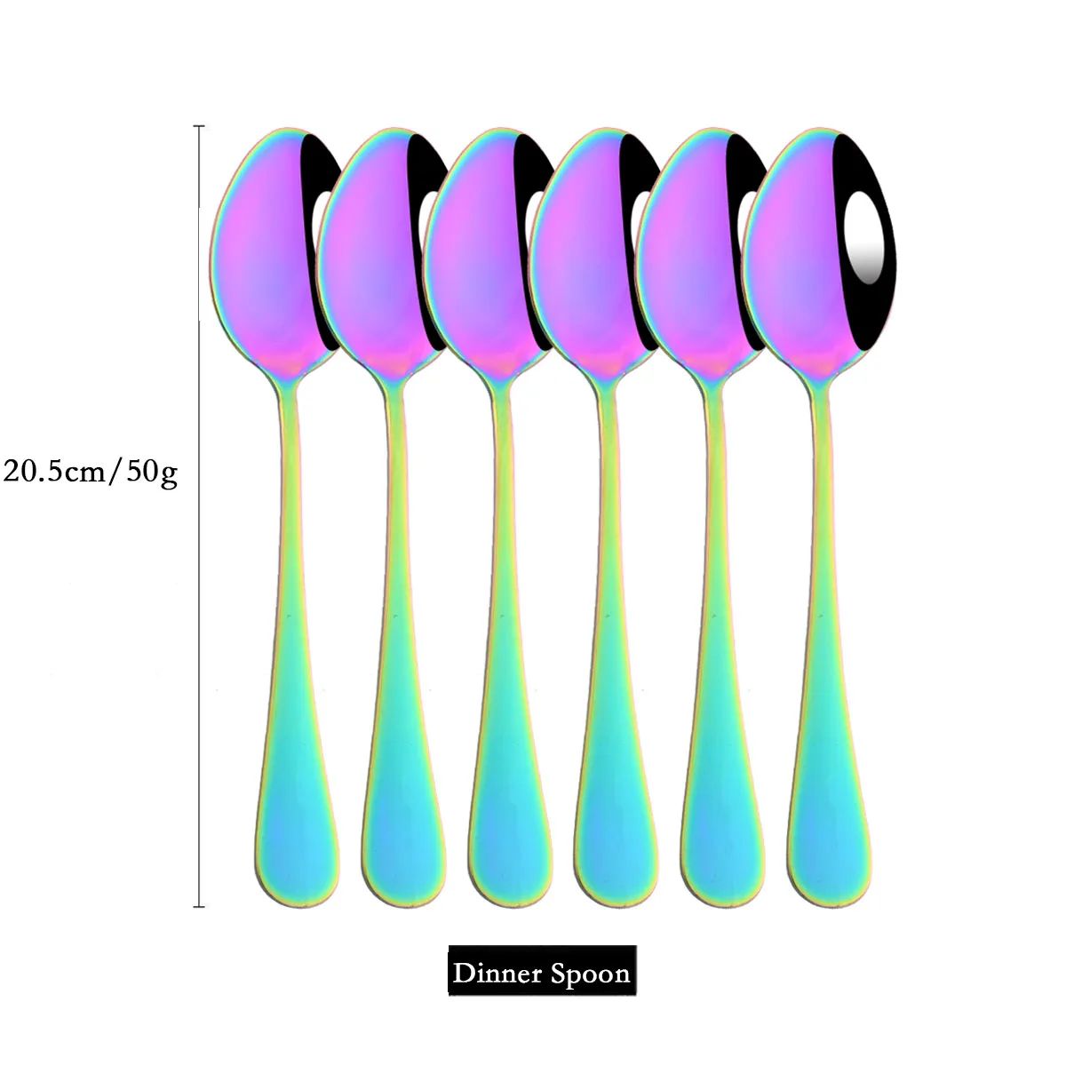 6/30Pcs Rainbow Dinnerware Stainless Steel Cutlery Set Knife Cake Fork Tea Spoon Flatware Set Kitchen Silverware Tableware Set