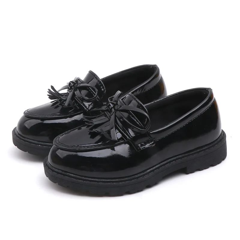 Children Tassel Princess Shoes School Party Wedding Dress Mary Jane PU Leather Shoes Girls Breathable Anti-skid Slip on Shoes