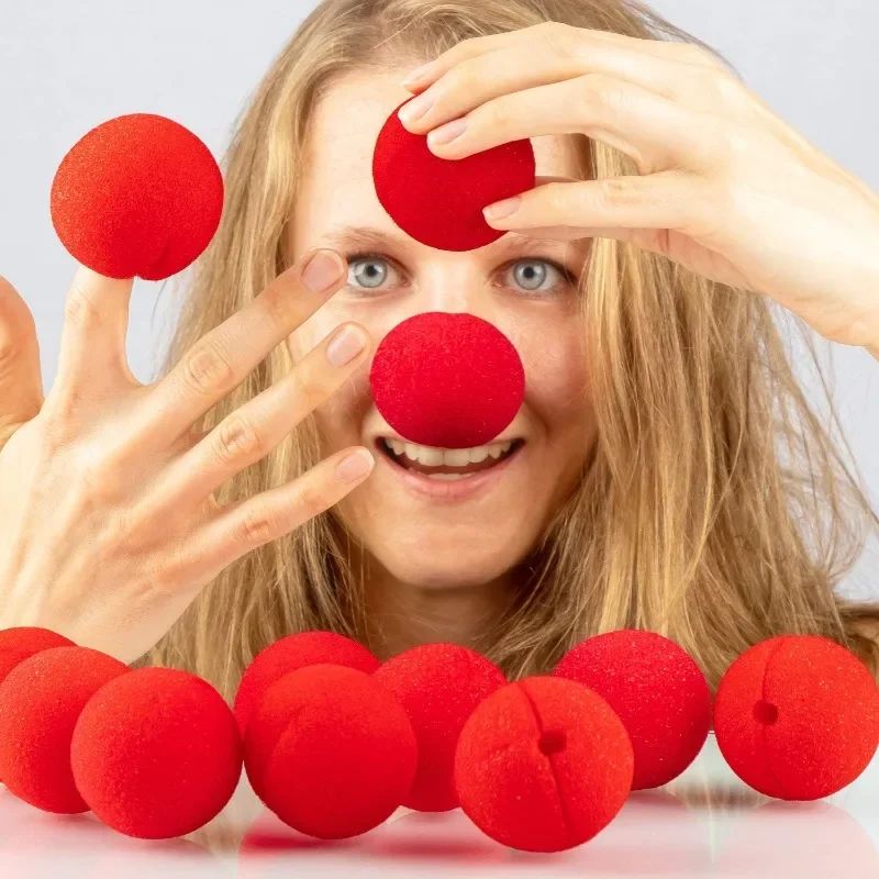200/1PCS Red Funny Clown Nose Foam Sponge Ball Nose Cosplay Costume Make Up Props Circus Halloween Party Decoration Supplies