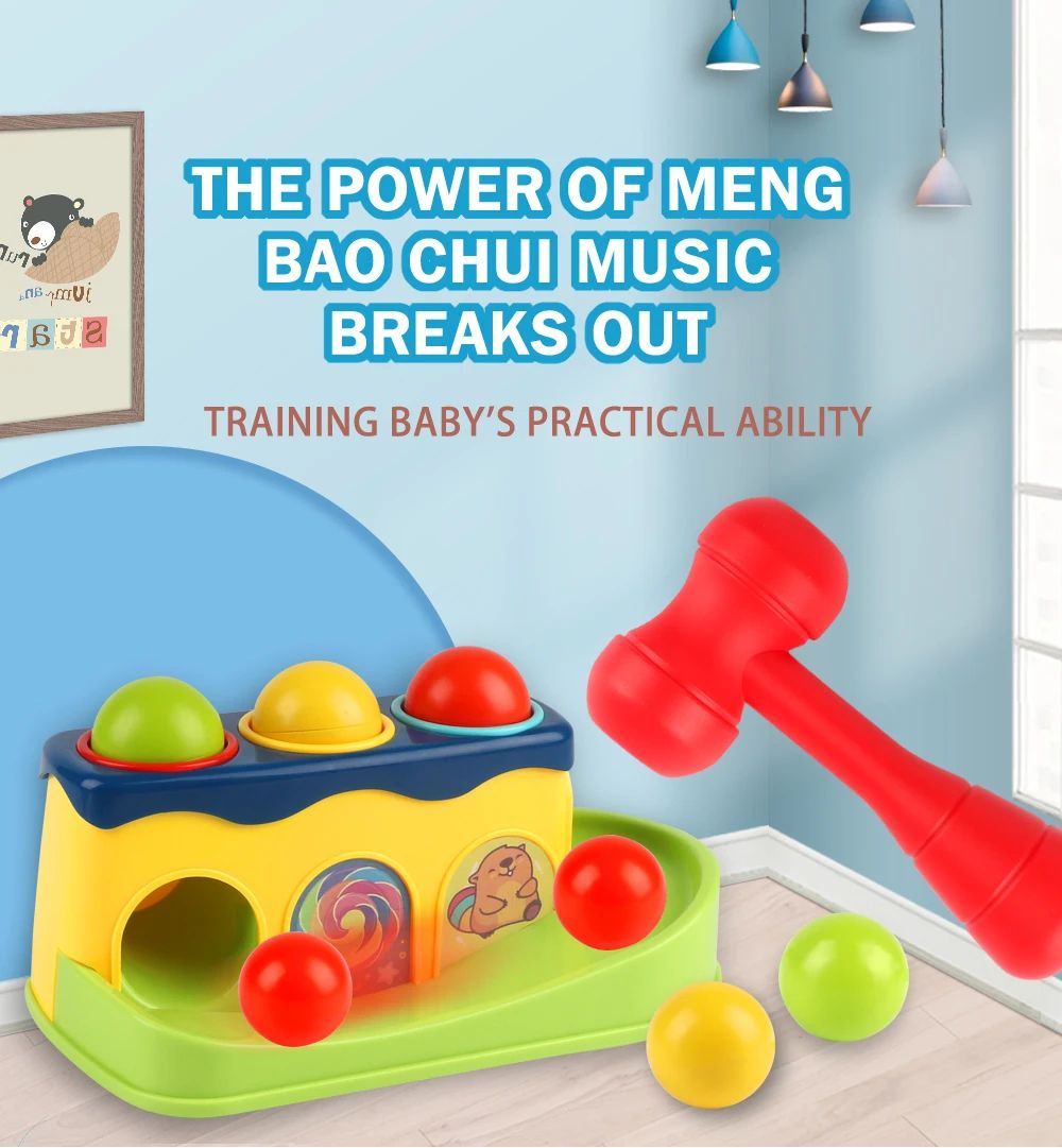 Engaging Pop-Up Hammer Toy for Babies Educational Stacking Balls Game Toys Gifts for Children's Preschool Fun for Boys Girls