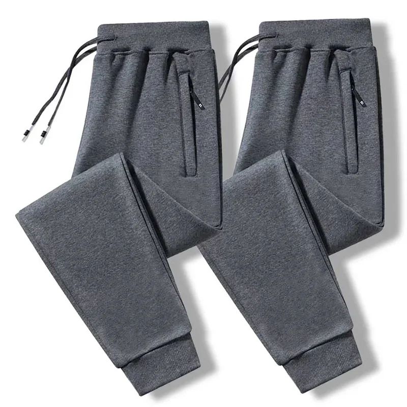 2025 New Men Loose Sweatpants Casual Elastic Drawstring Pants Male Elastic Waist Soft Casual Ankle Band Zipper Pockets Trousers