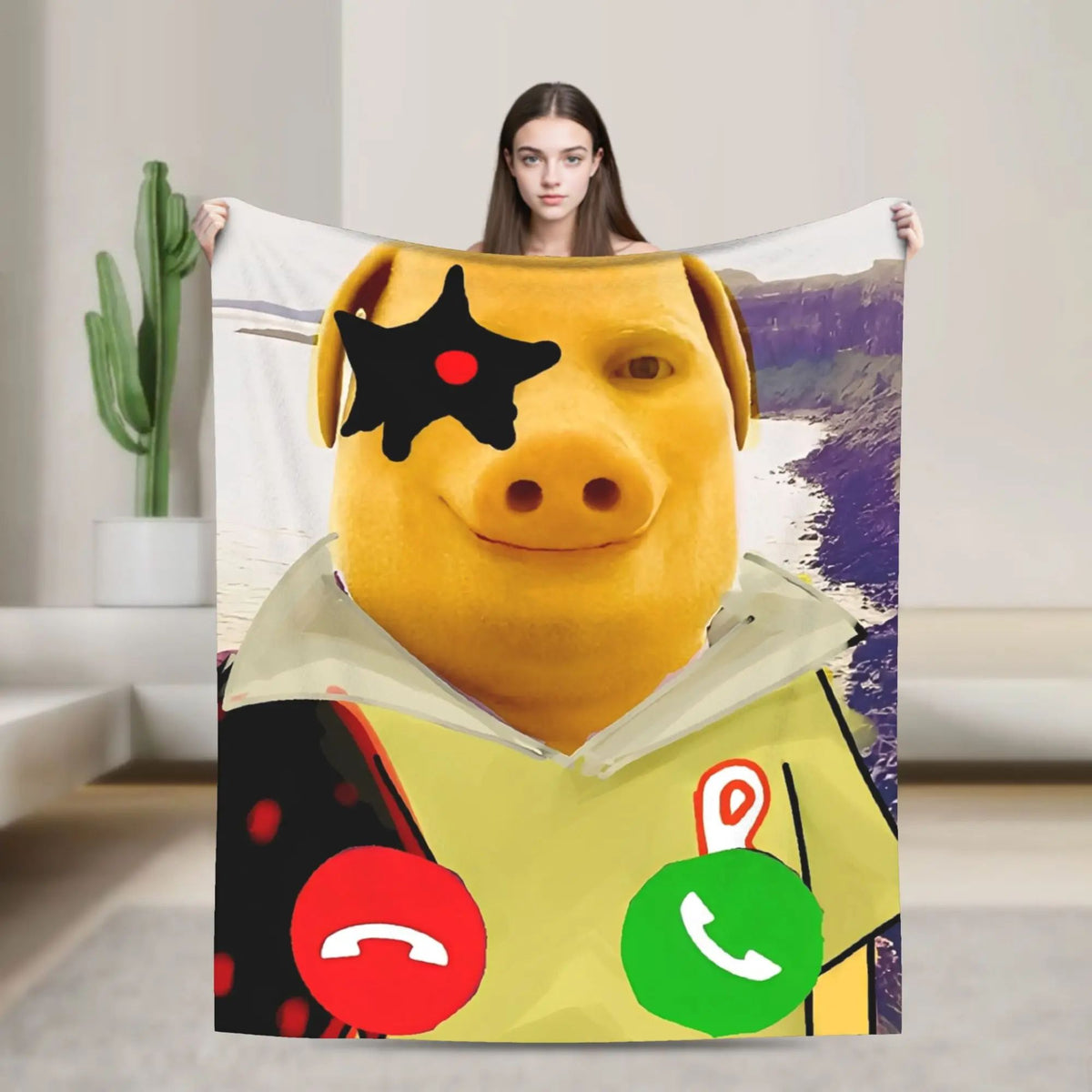 Super Soft Funny Print Throw Blanket for Bedding Travel Outdoor Use John Pork Is Calling