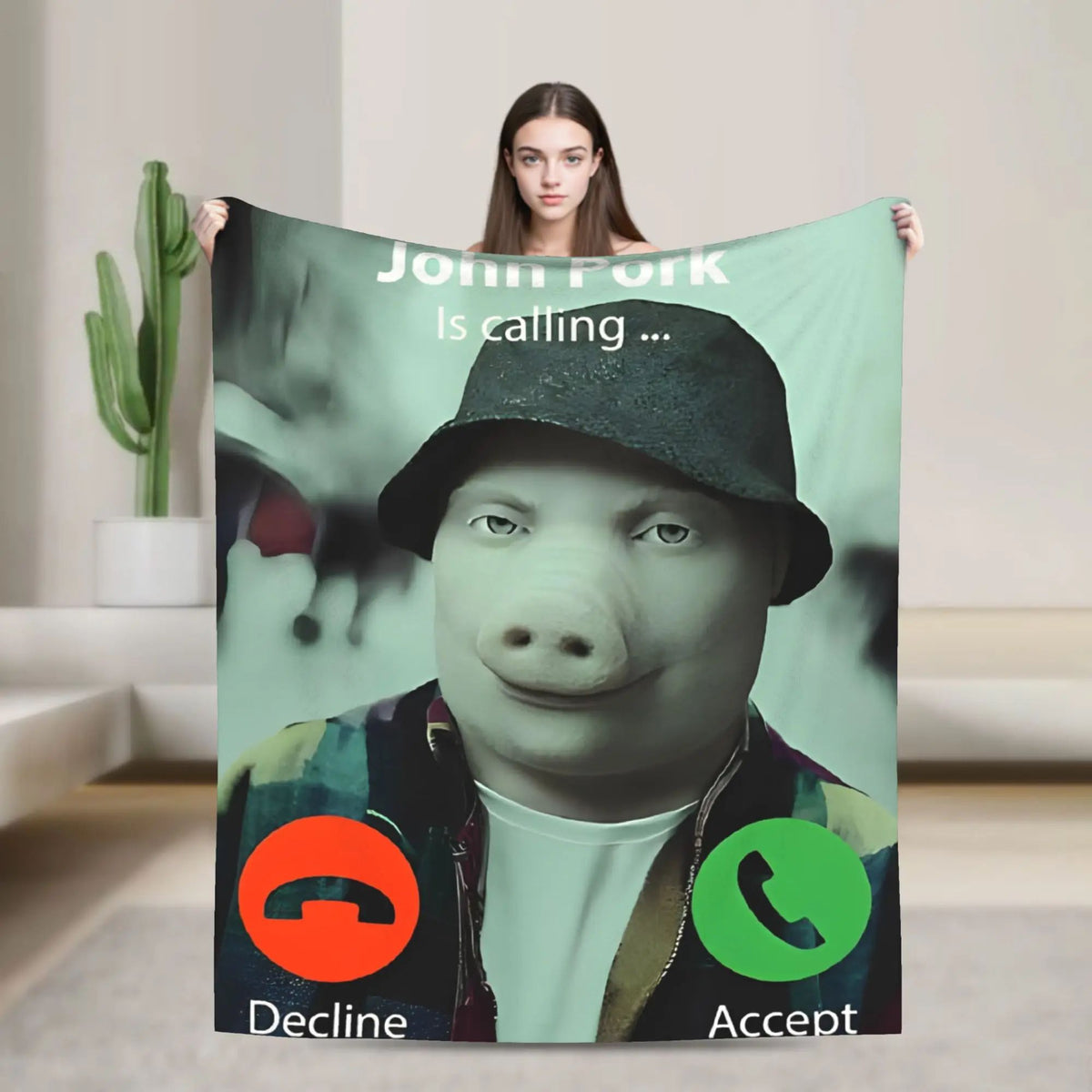 Super Soft Funny Print Throw Blanket for Bedding Travel Outdoor Use John Pork Is Calling