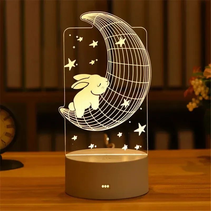 USB Operated 3D Acrylic LED Night Light Festival Birthday Kids Gifts Bedroom Bedside Decor Night Lamp Home Novelty Lighting