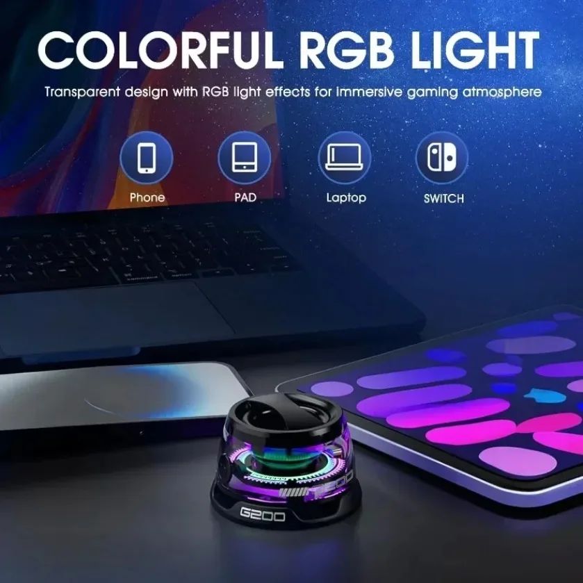 XIKCU Portable Bluetooth Speaker G200 RGB Lighting Magnetic Speaker BT5.0 Mini Sound Box 7 Hours Playback Phone Holder