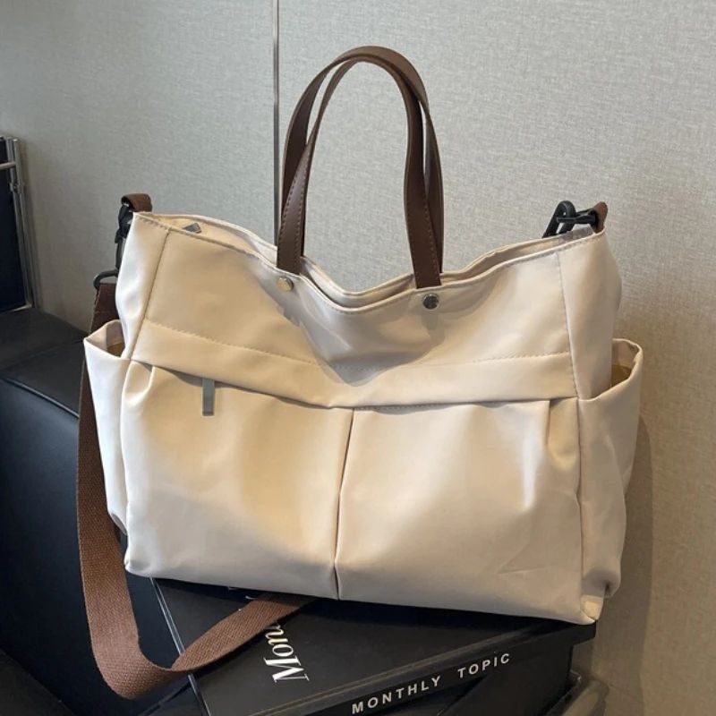 Designer Women's Tote Bag Spacious Nylon Handbag Multiple Pocket Large Capacity Commuting Shoulder Bag Lightweight Shopping