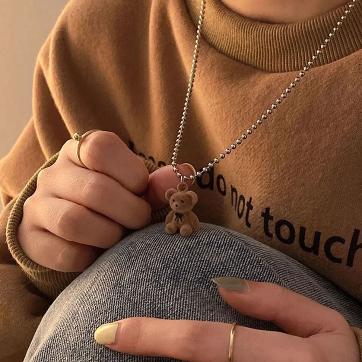 Europe and America Fashion Gold Color Stainless Steel Water Drop Tassel Pendant Necklace for Women Clavicle Chain Paty Jewelry