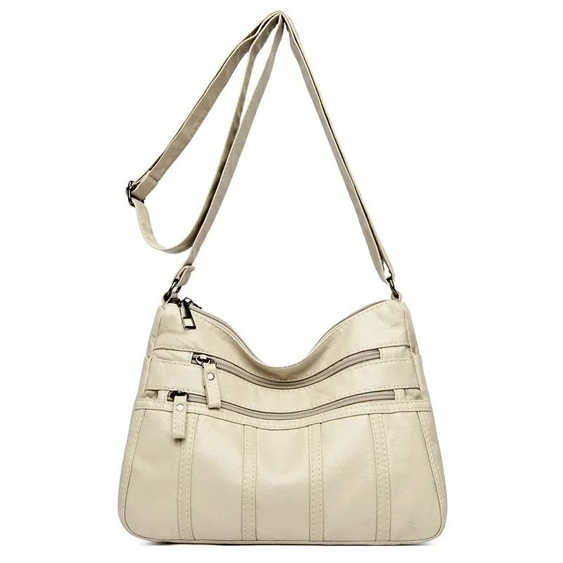 Fashion Soft Leather Crossbody Bags for Women 2025 Casual Female Multi Pocket Messenger Bags Retro Handbags Ladies Shoulder Bags