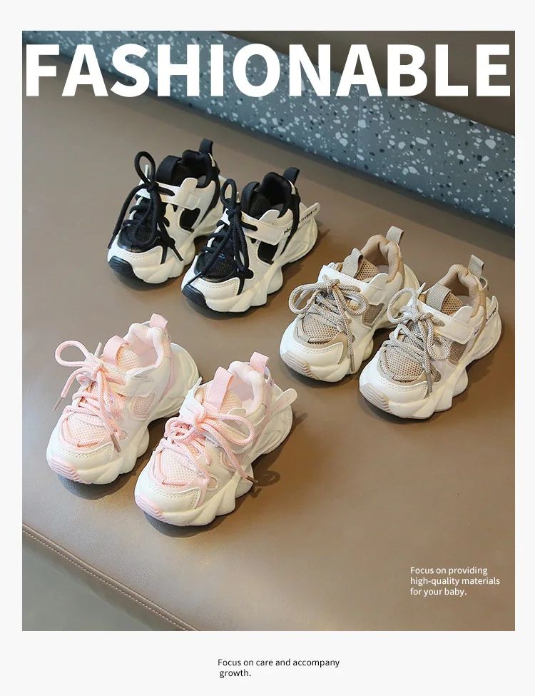 Girl Child Sport Shoe 2024 Spring Mesh Breathable Toddlers School Running Sneakers Fashion Non-slip Kids Boys Basketball Shoes