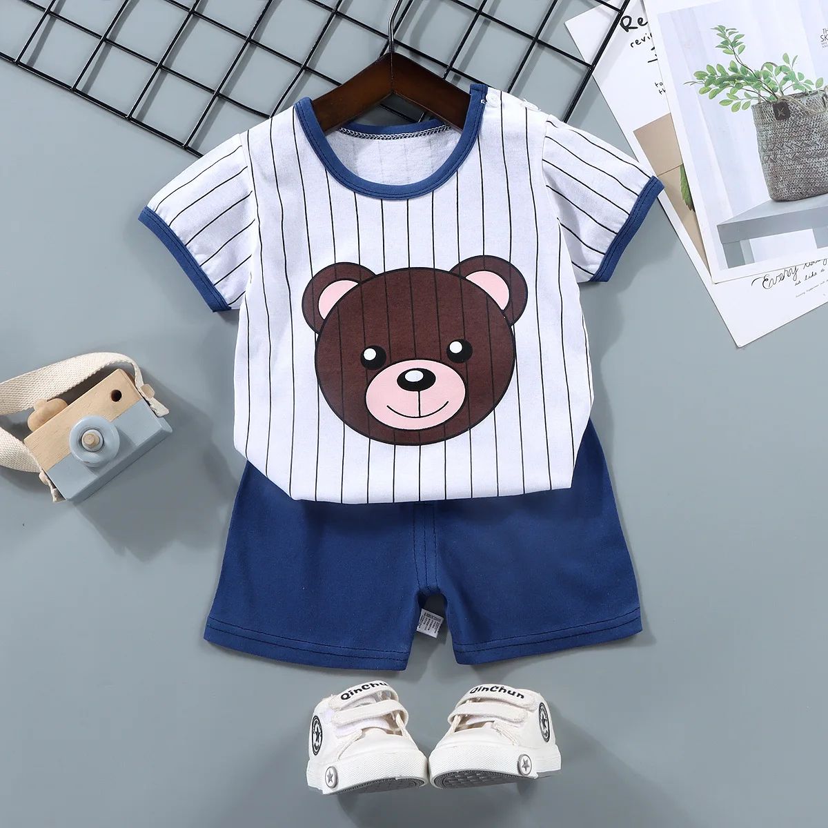 2PCS mother Kids Clothes Children's Sets Boys Girl T-shirt Shorts Summer Cotton Short sleeve Baby Children Clothing Toddler Suit