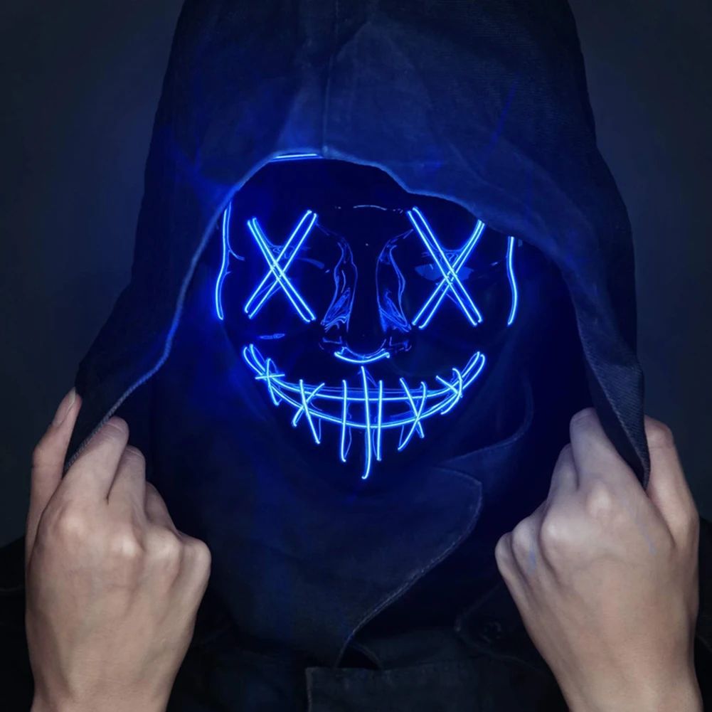 Wireless Scary Glowing Mask LED Luminous Purge Mask Halloween Horror Neon Light Up Cosplay Party Mask Fstival Costume Supplies