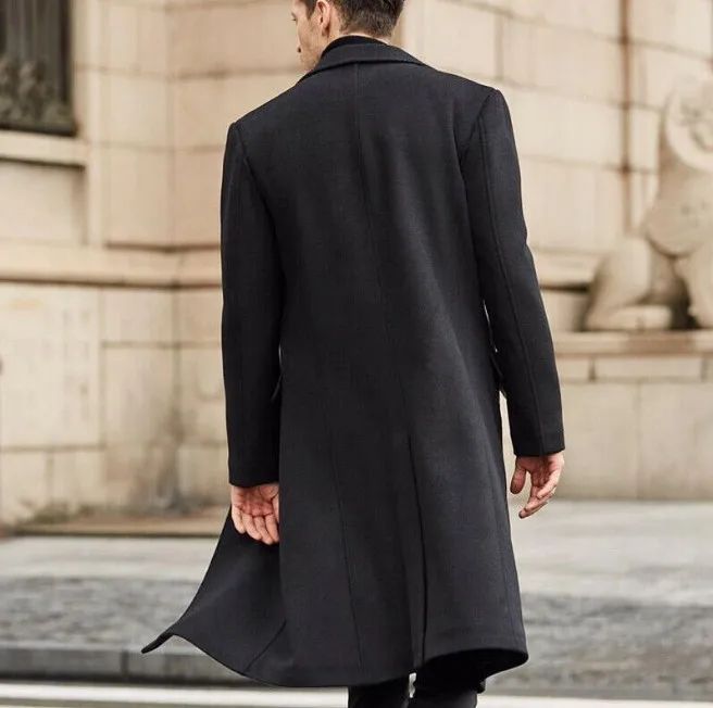 Autumn and Winter Casual Men's Clothing, British Style Woolen Overcoat, New Korean Style Solid Color Long Windbreaker S-XXXL
