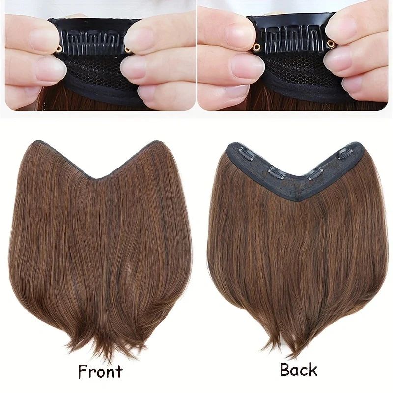 20/30cm Synthetic Short Straight Internal Buckle V-shaped Half Head 4Clips Hair Extension Invisible Hairpiece for Women 2026