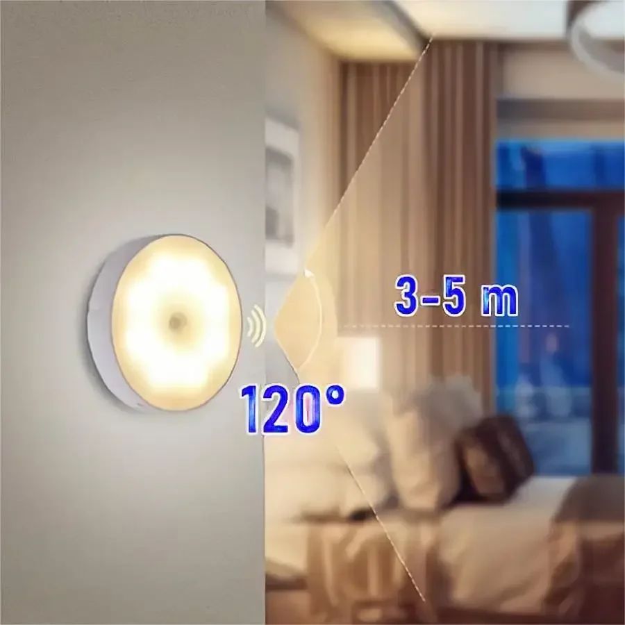 USB Charging Smart Sensor Lamp LED Human Body Induction Night Light Bedside Bedroom Home Corridor Lighting 8 LEDs Mini Wall Lamp