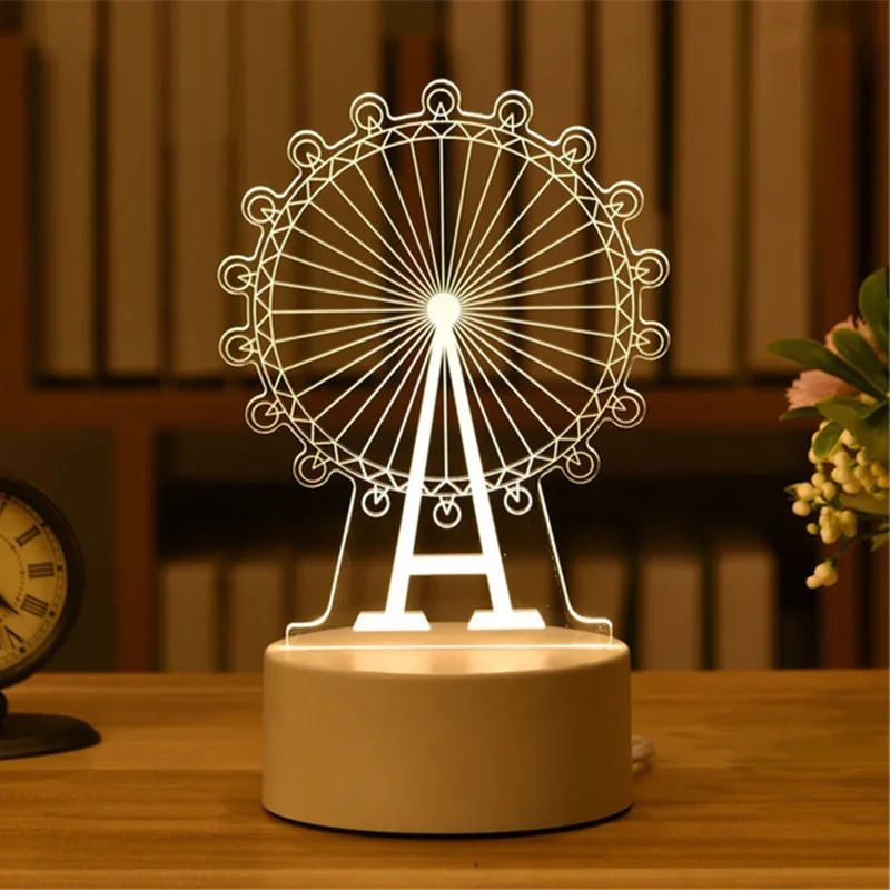 USB Operated 3D Acrylic LED Night Light Festival Birthday Kids Gifts Bedroom Bedside Decor Night Lamp Home Novelty Lighting