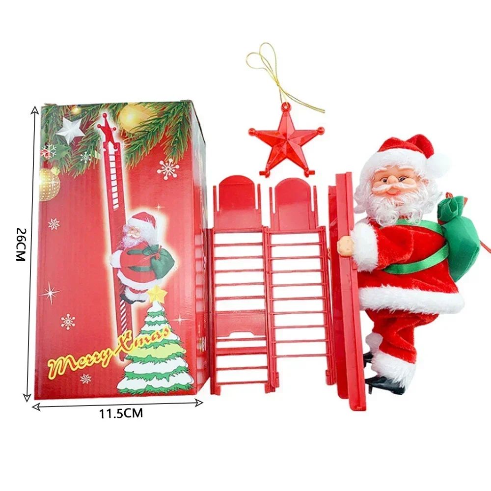 Electric Climbing Ladder Santa Claus Music Doll Christmas Ornament Decoration for Home Christmas Tree Hanging Decor NewYear Gift