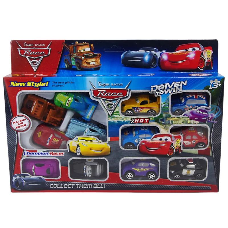 12 pieces Disney Pixar Lightning McQueen Jackson Storm Mater PVC car model toy for children birthday giftire