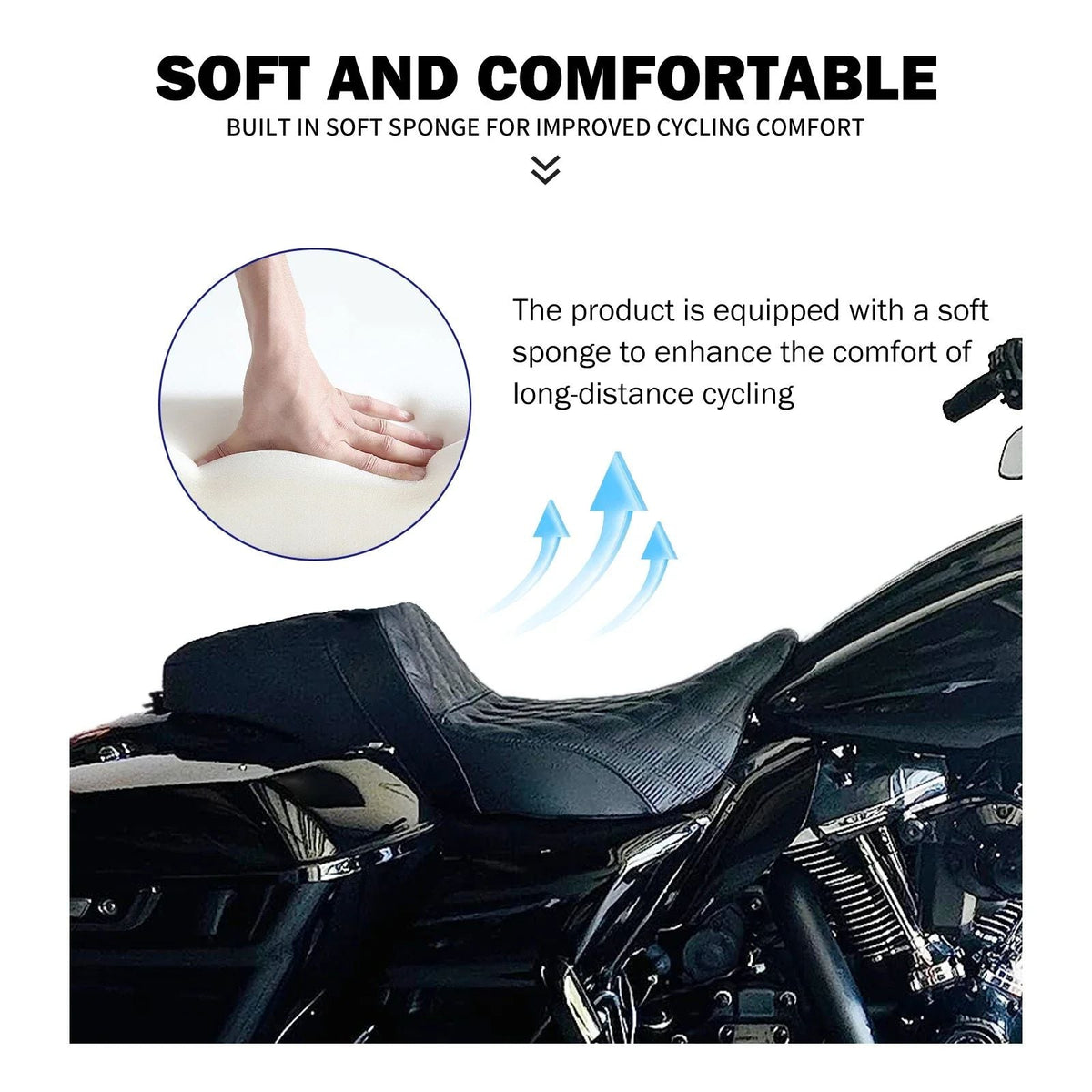 Motorcycle Driver Passenger Cushions Seat 2-Up Front Rear Seat For Harley Touring CVO Road King Electra Street Glide FLTRX 09-23